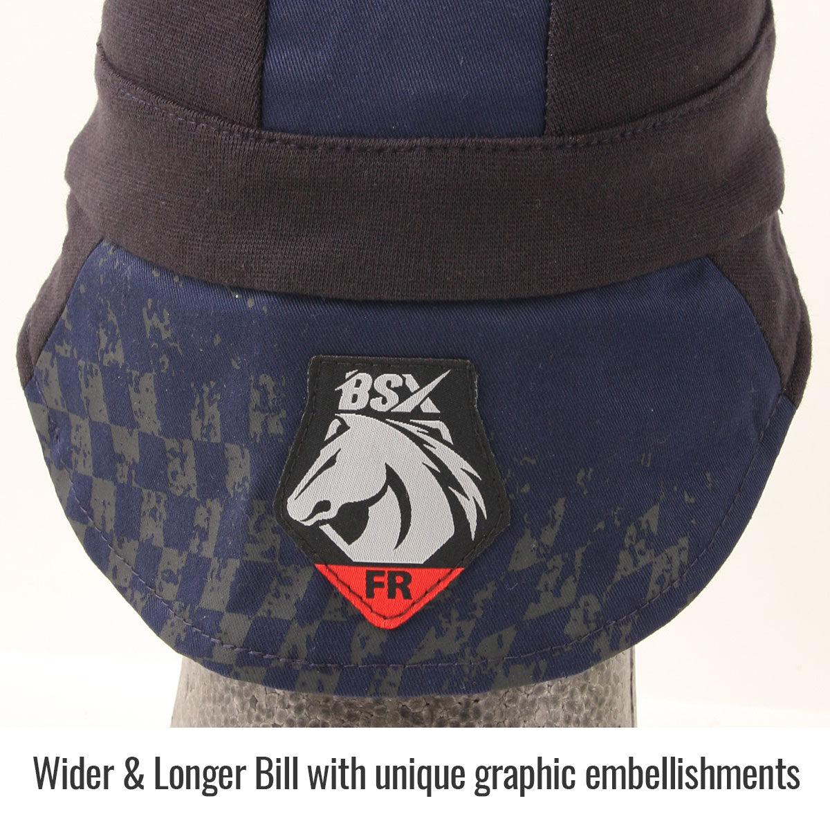 AH1631-NB Black Stallion BSX Flame-Resistant Cotton Welding Cap with Silicone Grip