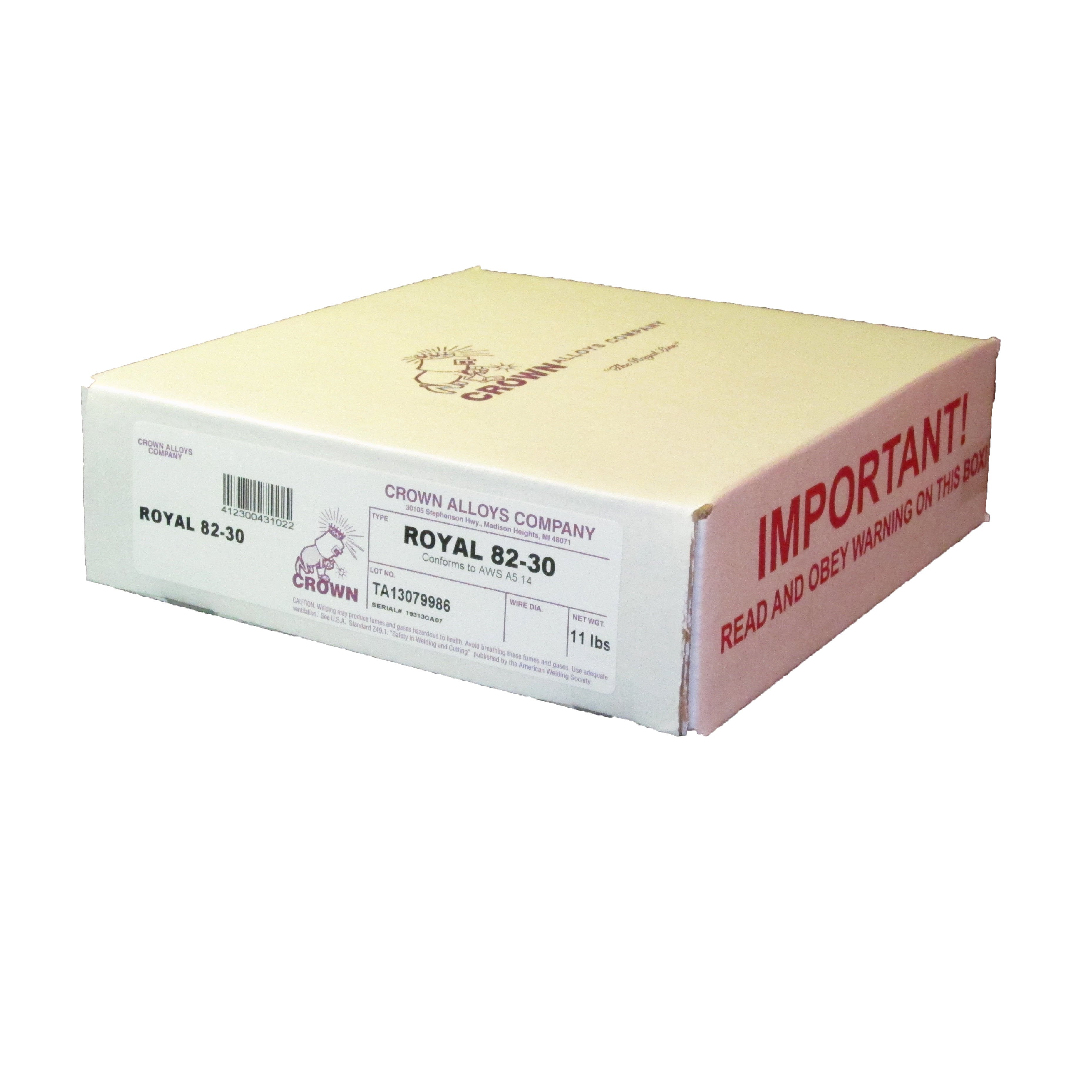 Crown Alloys ROYAL 82-30 MIG Wire - 11lb Spool, Great Value!